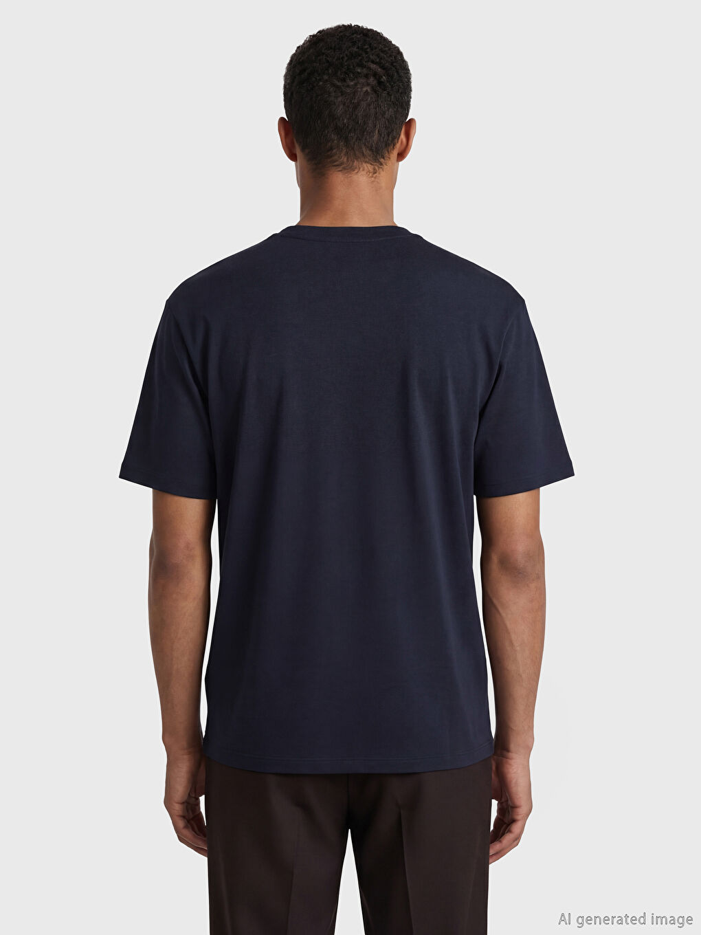 Lacivert Bisiklet Yaka Soft Touch Erkek Tişört-2