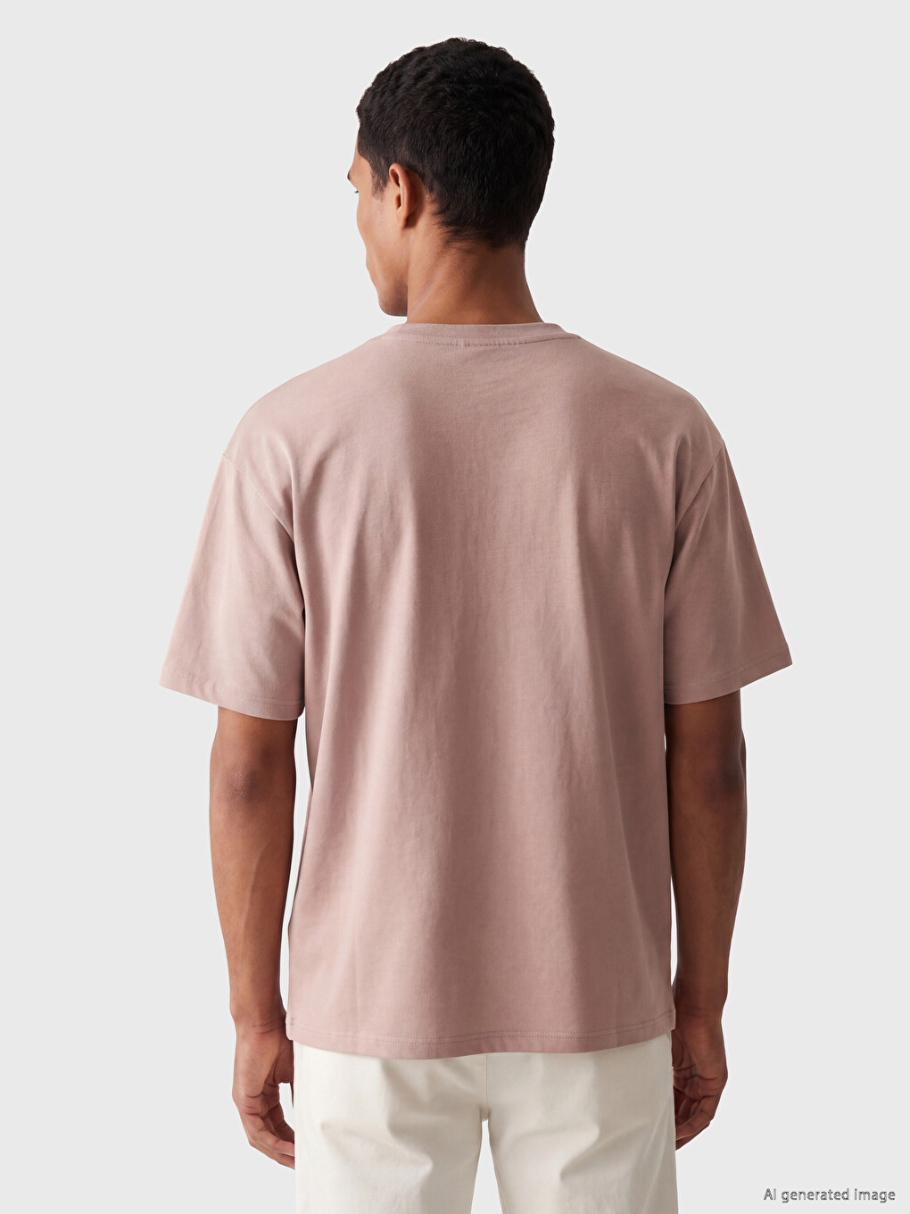 Pembe Bisiklet Yaka Erkek Tişört-3