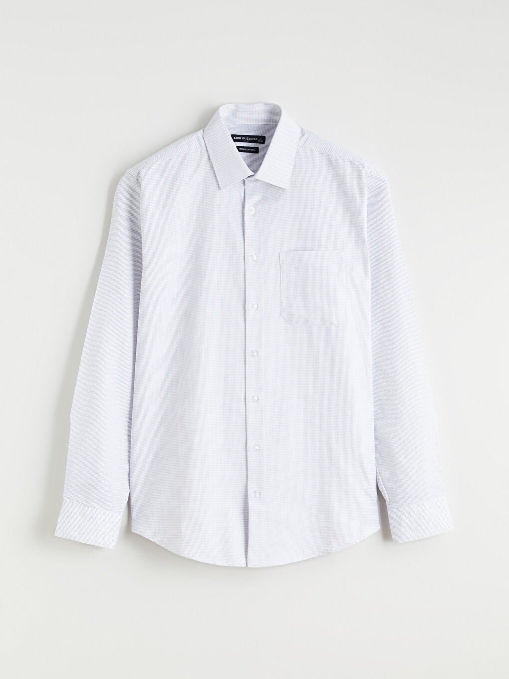 Beyaz Regular Fit Ekose Gabardin Erkek Gömlek-4