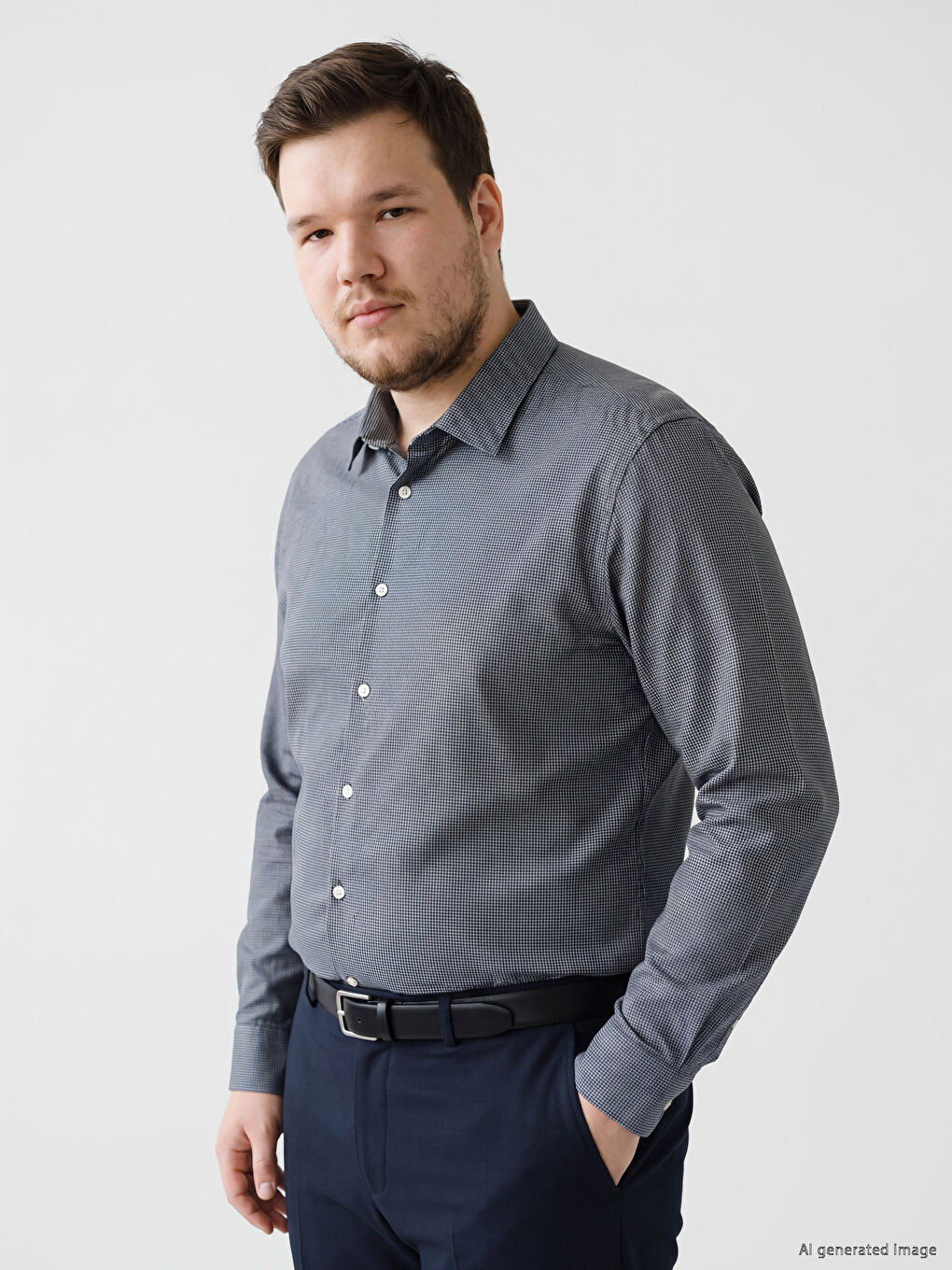 Рубашка из габардина стандартного кроя в клетку-1