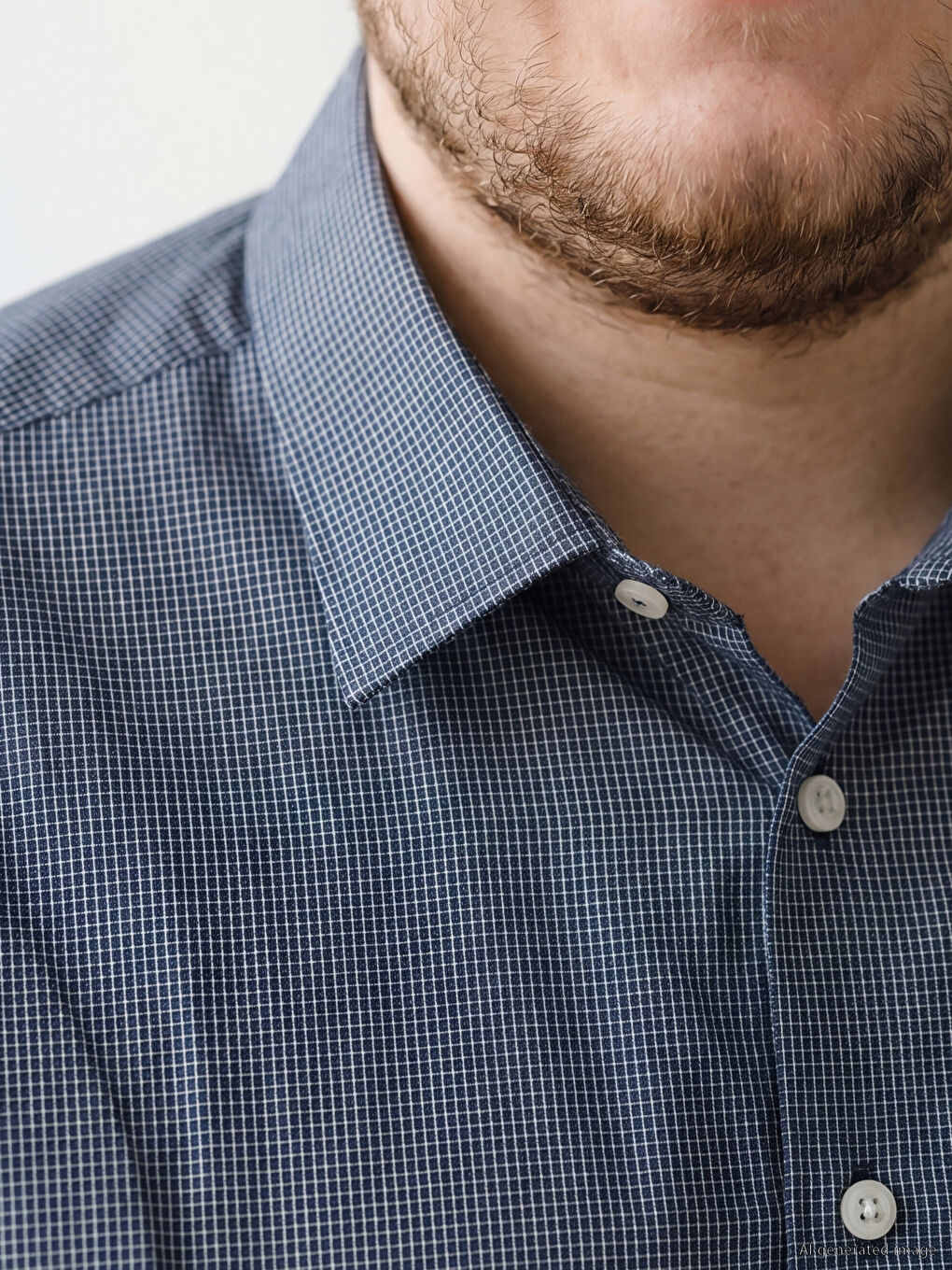 Рубашка из габардина стандартного кроя в клетку-5