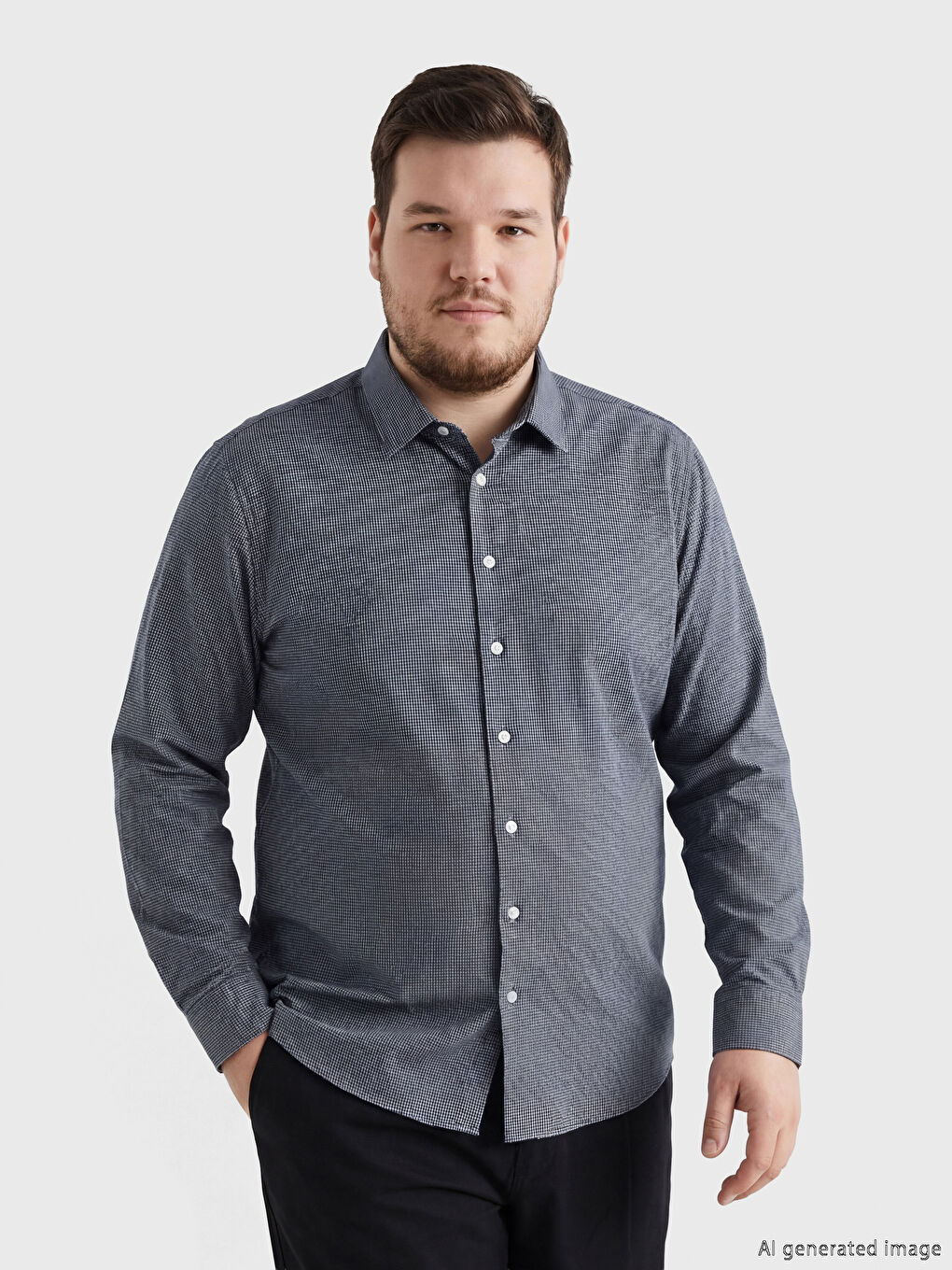 Рубашка из габардина стандартного кроя в клетку