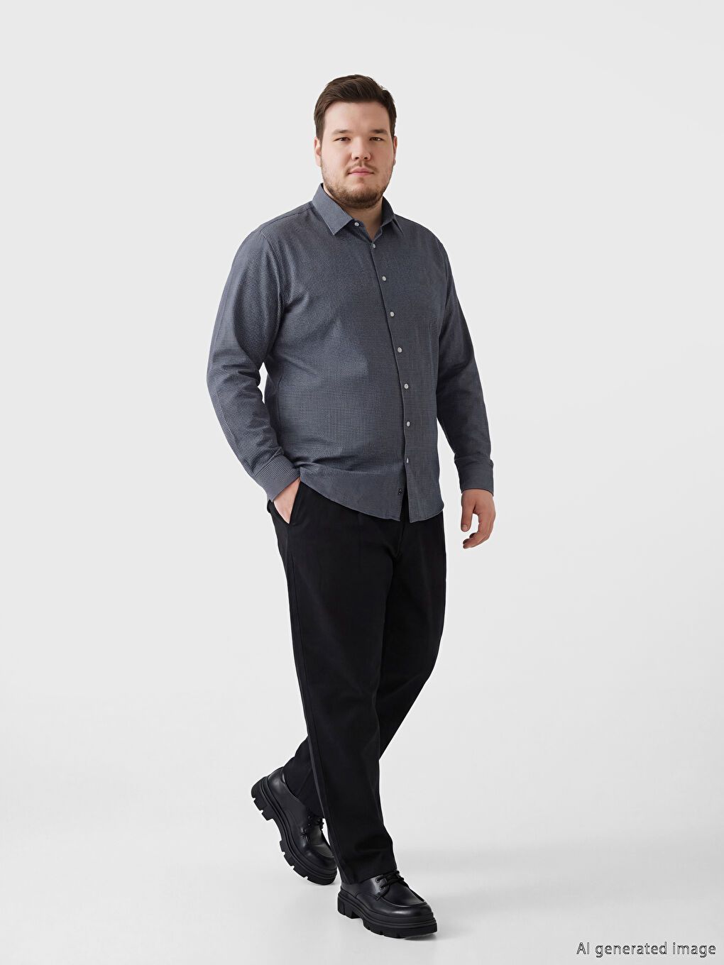 Рубашка из габардина стандартного кроя в клетку-1