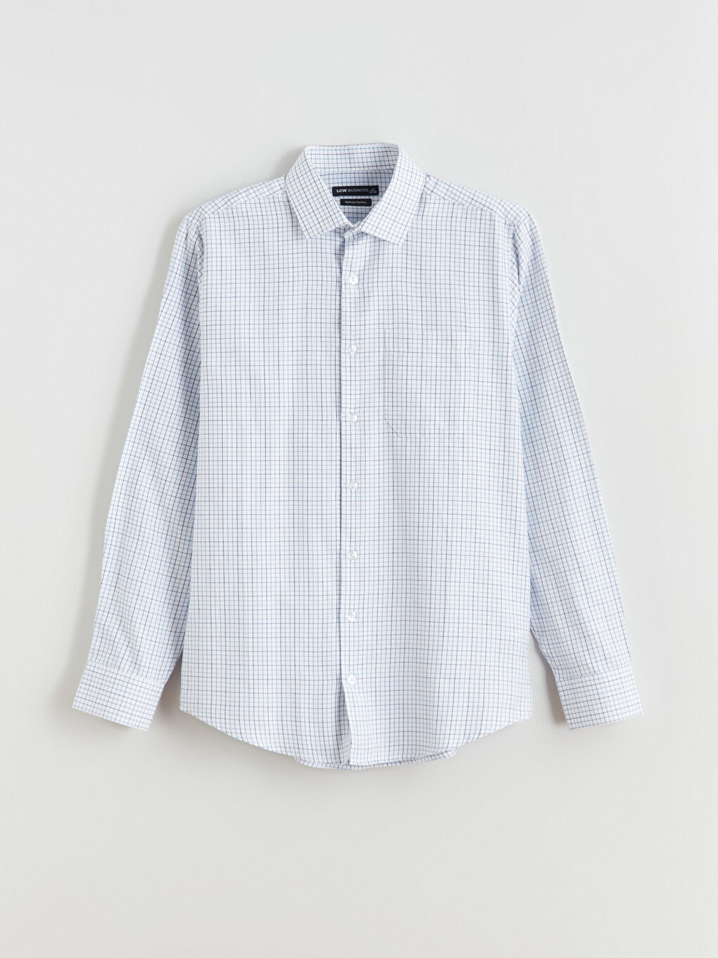 Lacivert Regular Fit Uzun Kollu Ekose Gabardin Erkek Gömlek-7