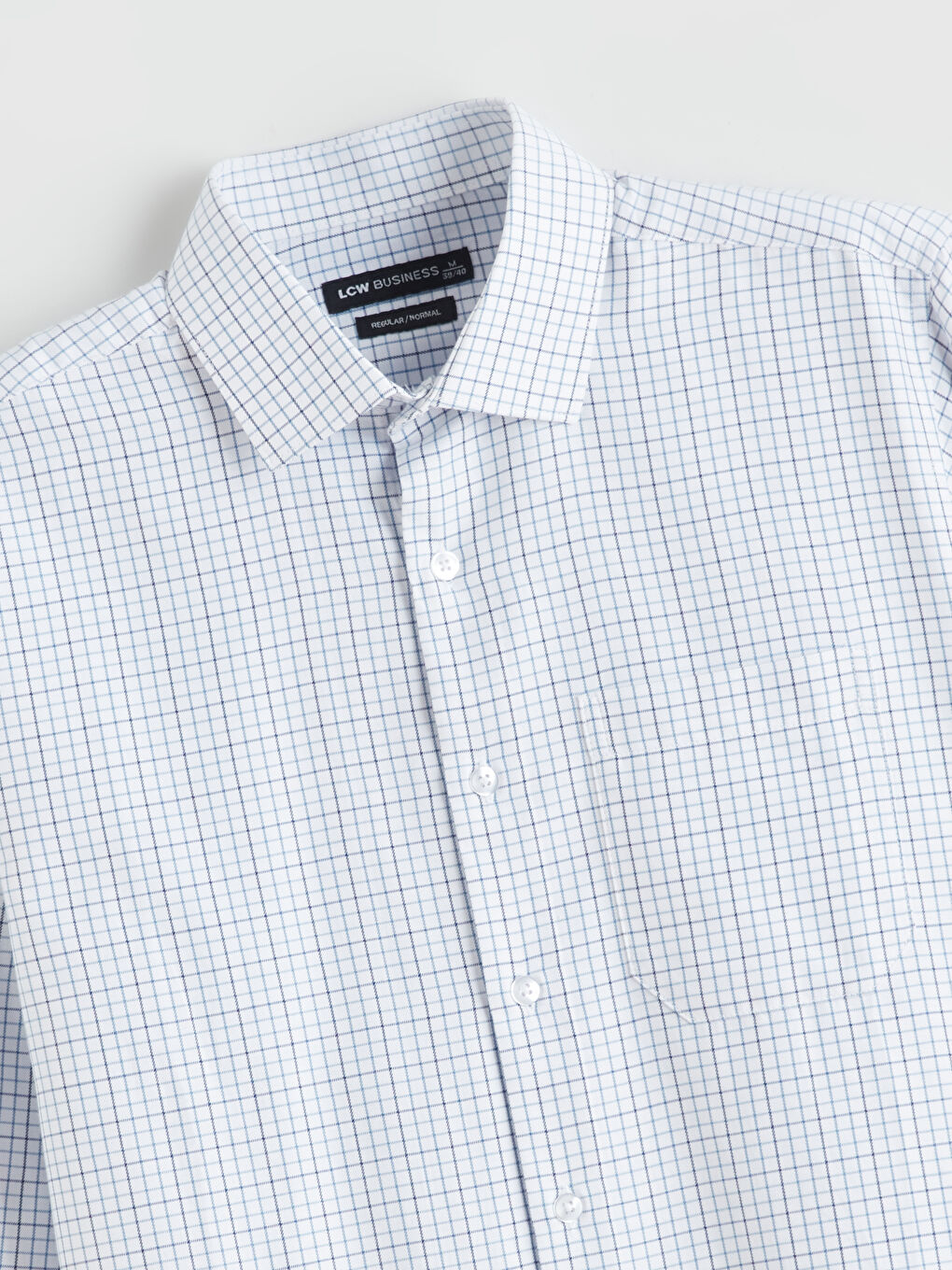 Lacivert Regular Fit Uzun Kollu Ekose Gabardin Erkek Gömlek-8