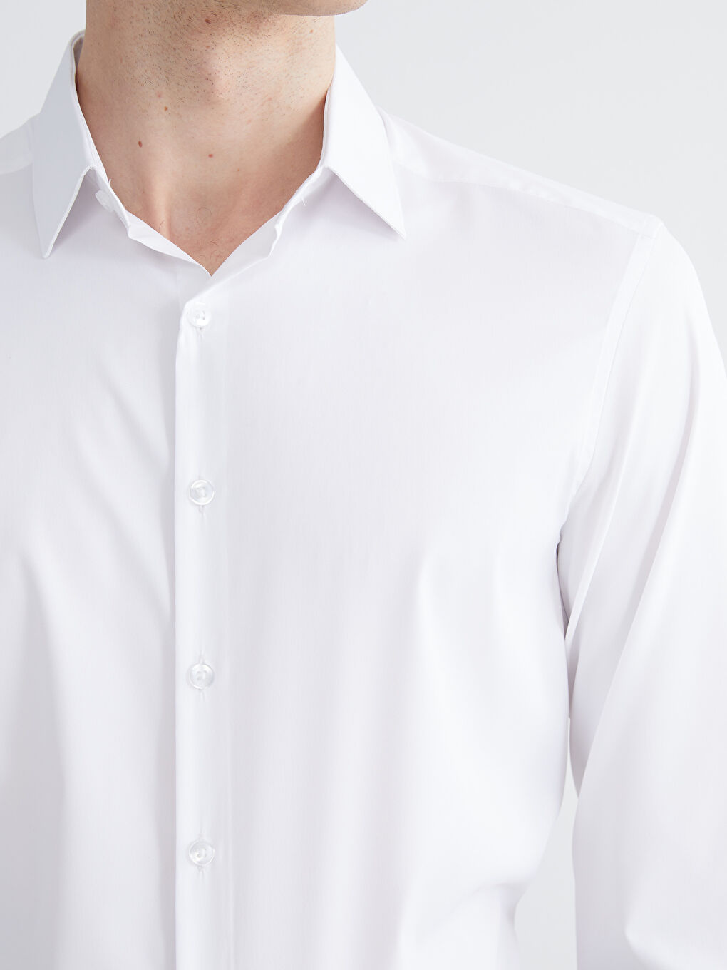 Beyaz Slim Fit Uzun Kollu Erkek Gömlek-4