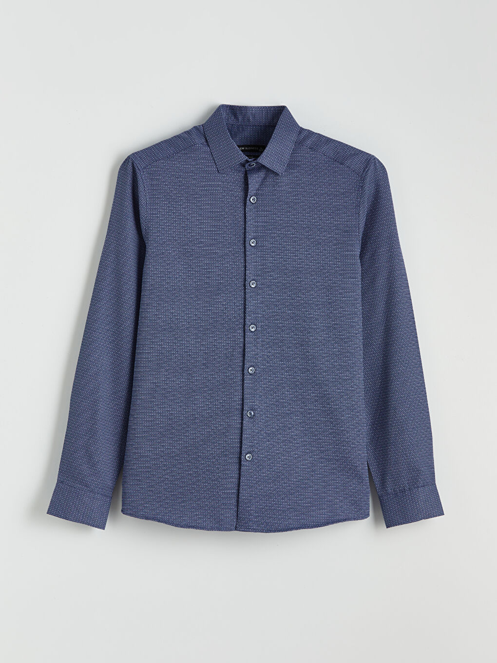 Lacivert Slim Fit Desenli Armürlü Erkek Gömlek