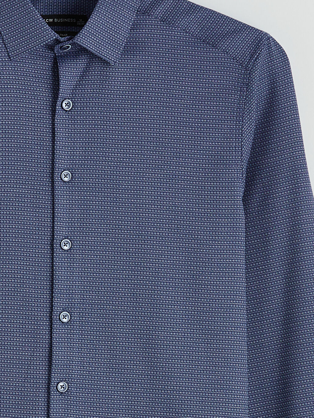 Lacivert Slim Fit Desenli Armürlü Erkek Gömlek-1