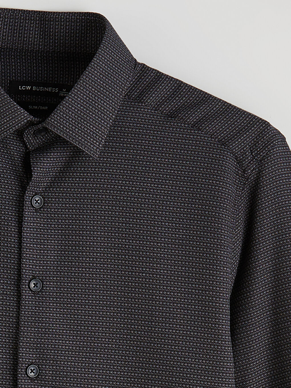 Gri Slim Fit Desenli Armürlü Erkek Gömlek-1