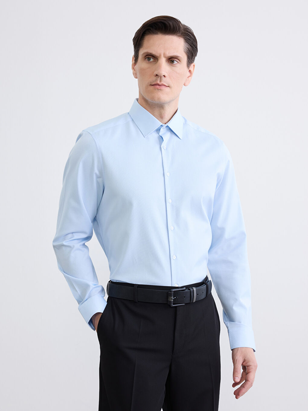 Mavi Slim Fit Armürlü Erkek Gömlek-1