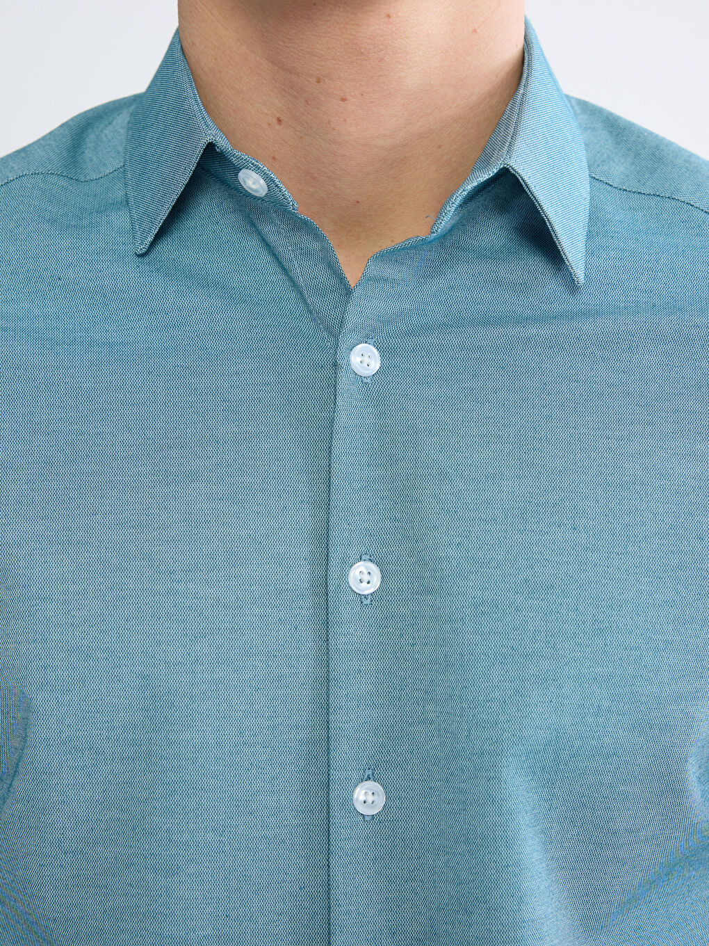 Yeşil Slim Fit Armürlü Erkek Gömlek-2