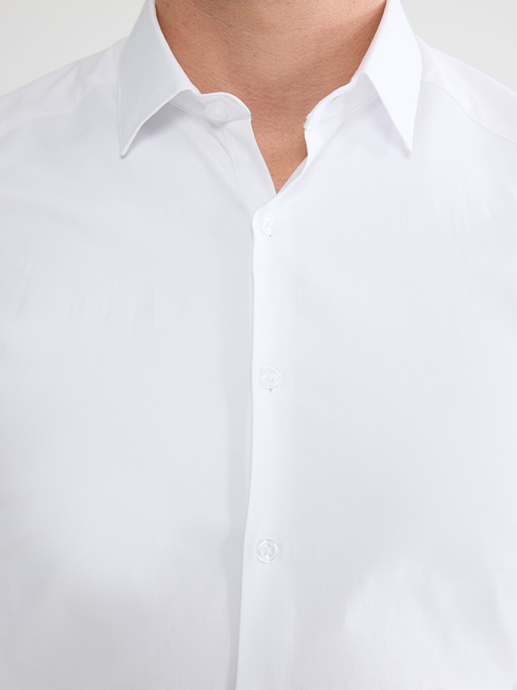 Beyaz Slim Fit Armürlü Erkek Gömlek-2