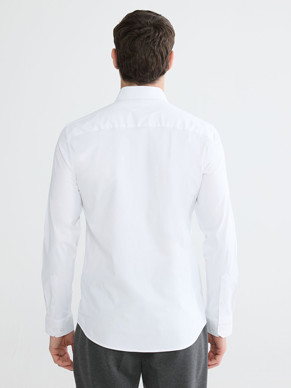 Beyaz Slim Fit Armürlü Erkek Gömlek-3