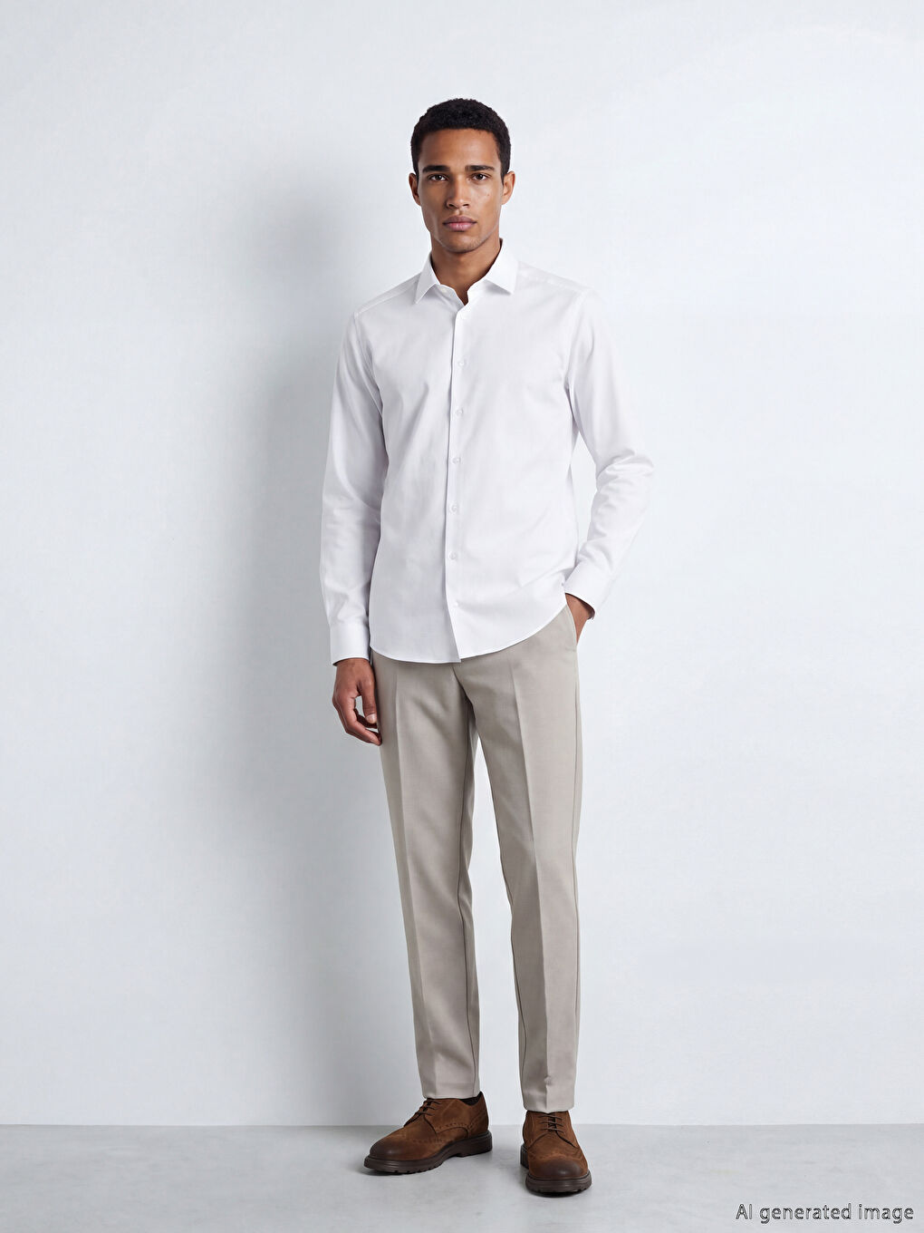 Beyaz Slim Fit Armürlü Erkek Gömlek-2