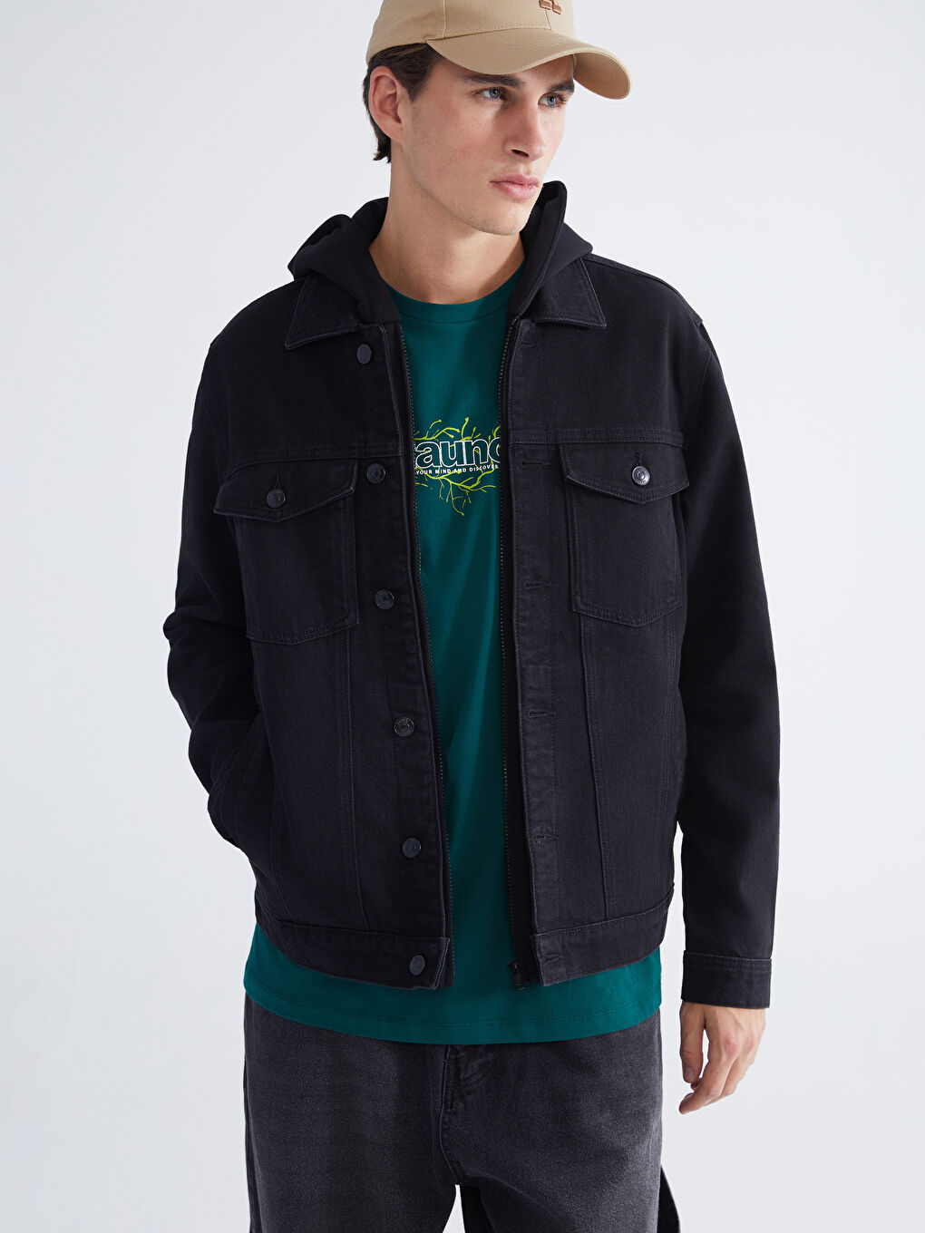 Мужчины Черный Джинсовка