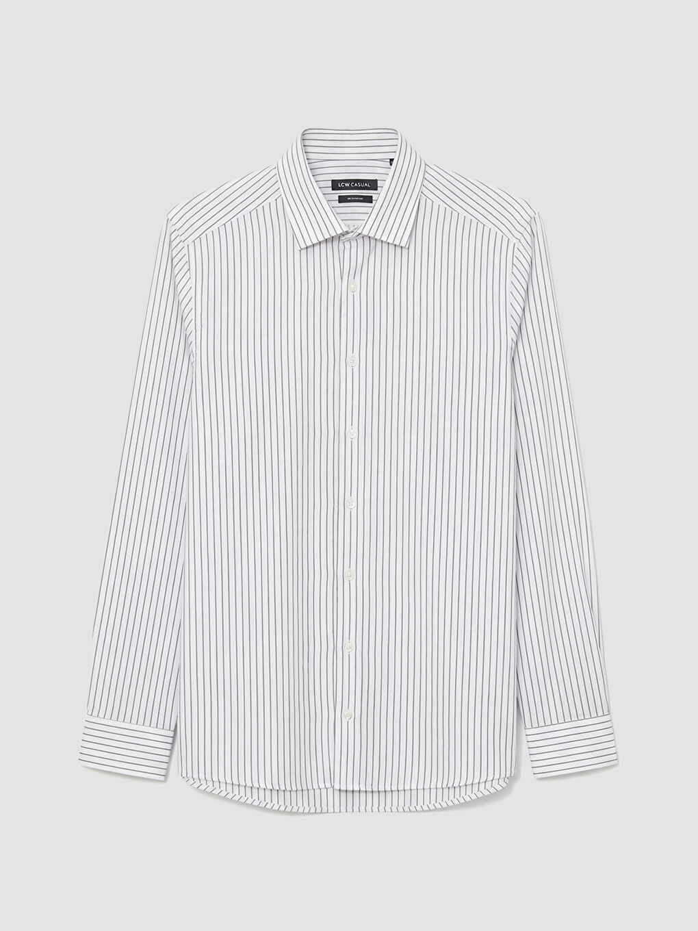 Beyaz Slim Fit Çizgili Poplin Erkek Gömlek-4