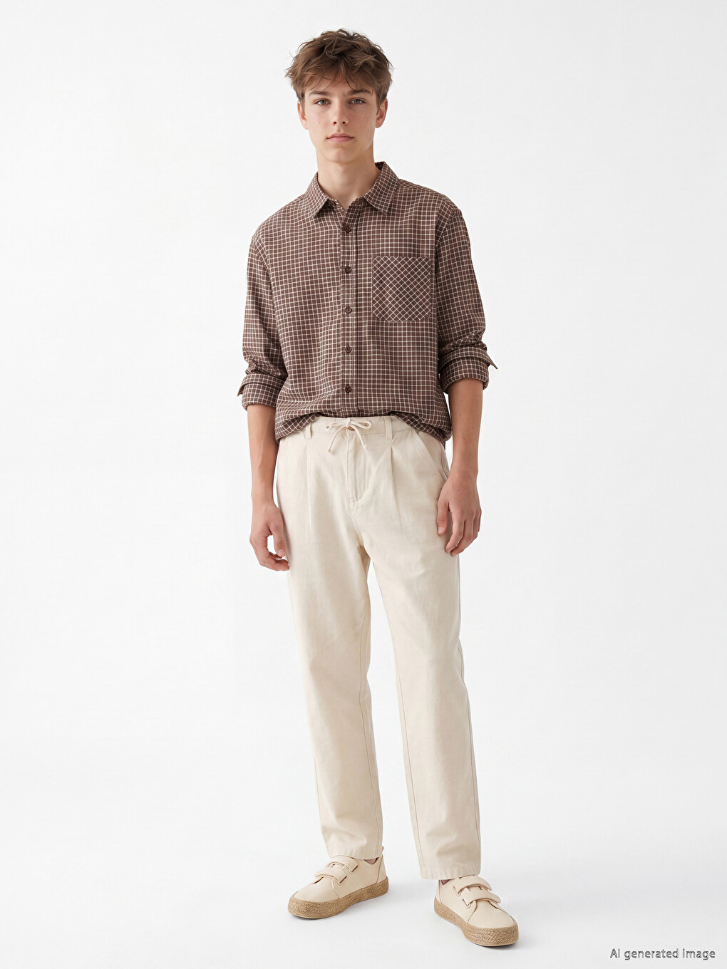 Linen Blend Boys' Pleated Trousers-1