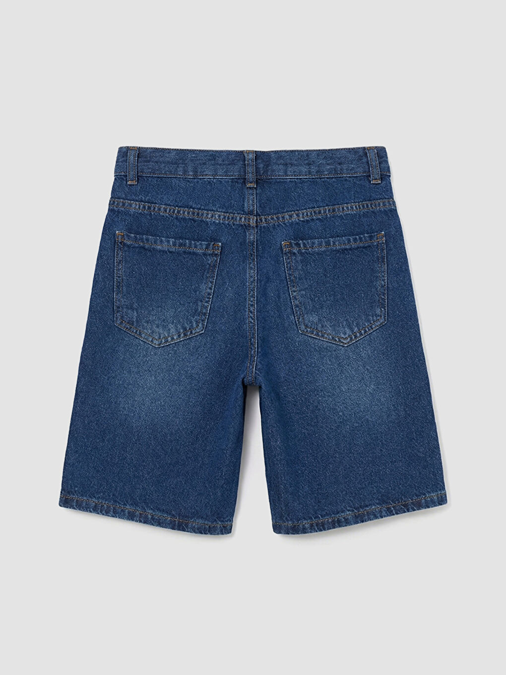 İndigo Yırtık Detaylı Erkek Çocuk Jean Şort-1
