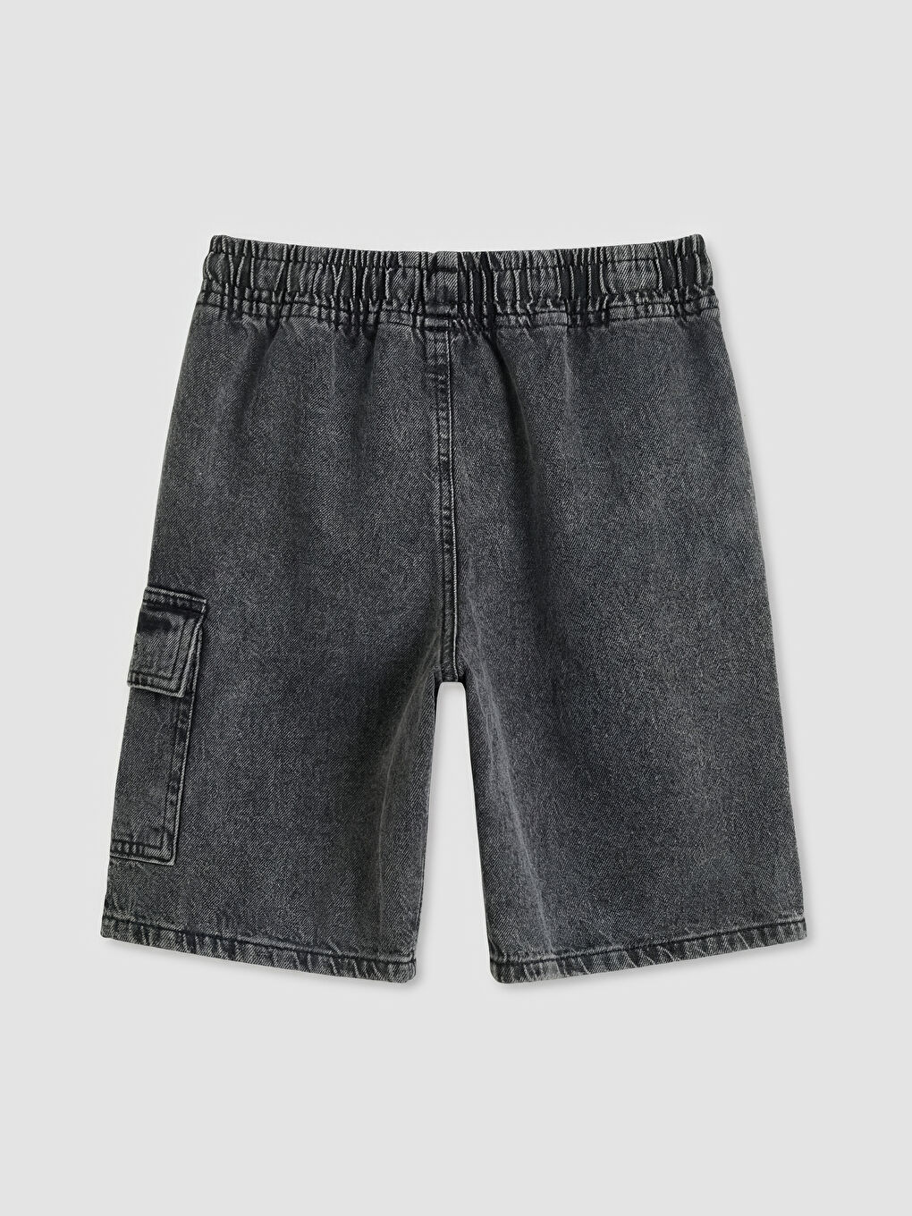Antrasit Beli Lastikli Erkek Çocuk Kargo Jean Şort-1