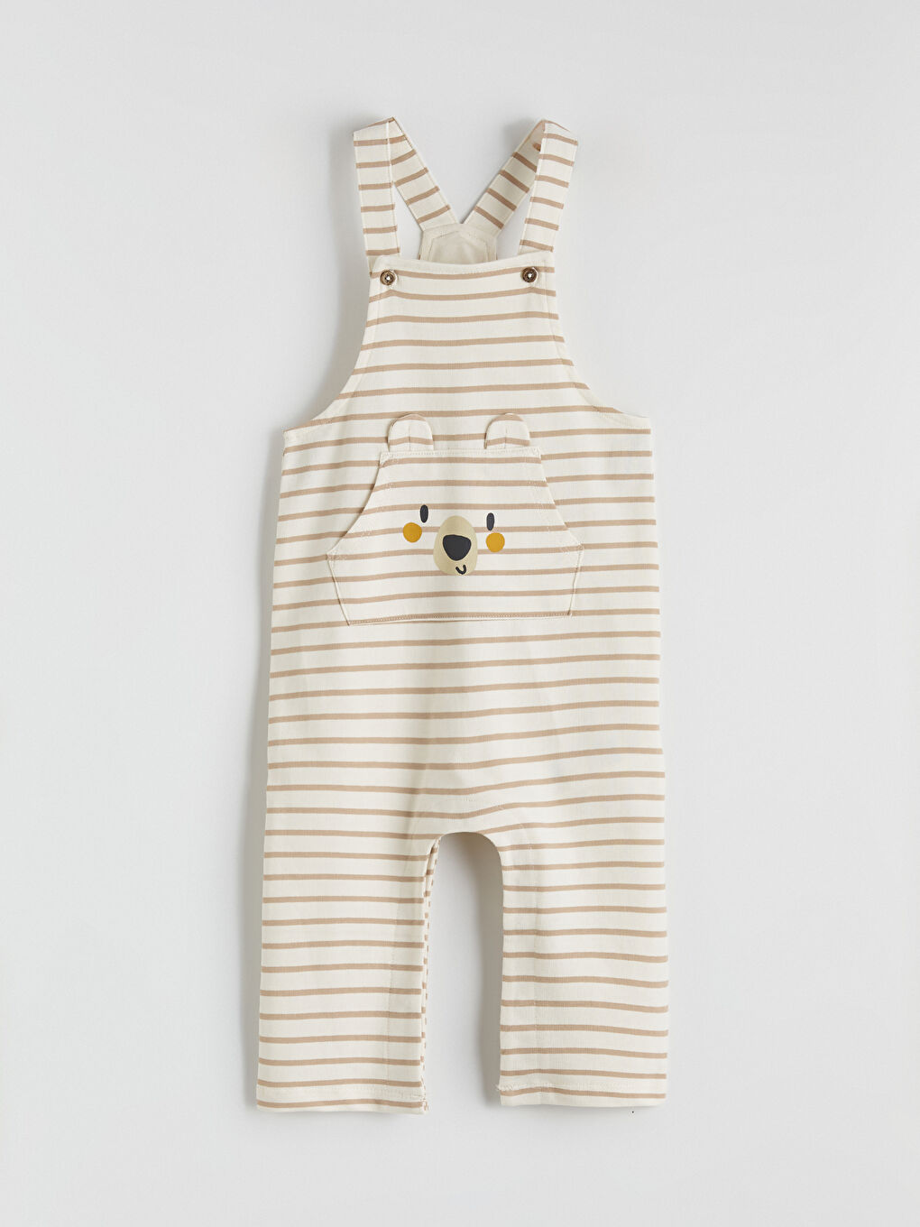 Ekru Çizgili Erkek Bebek Tulum