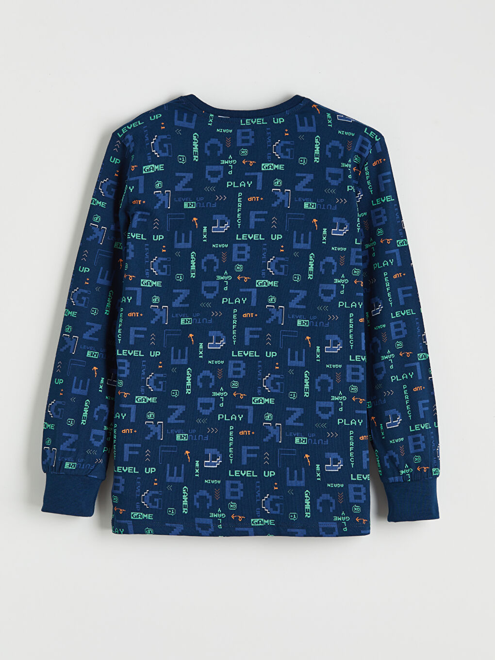 Lacivert Baskılı Bisiklet Yaka Erkek Çocuk Pijama Takımı-2