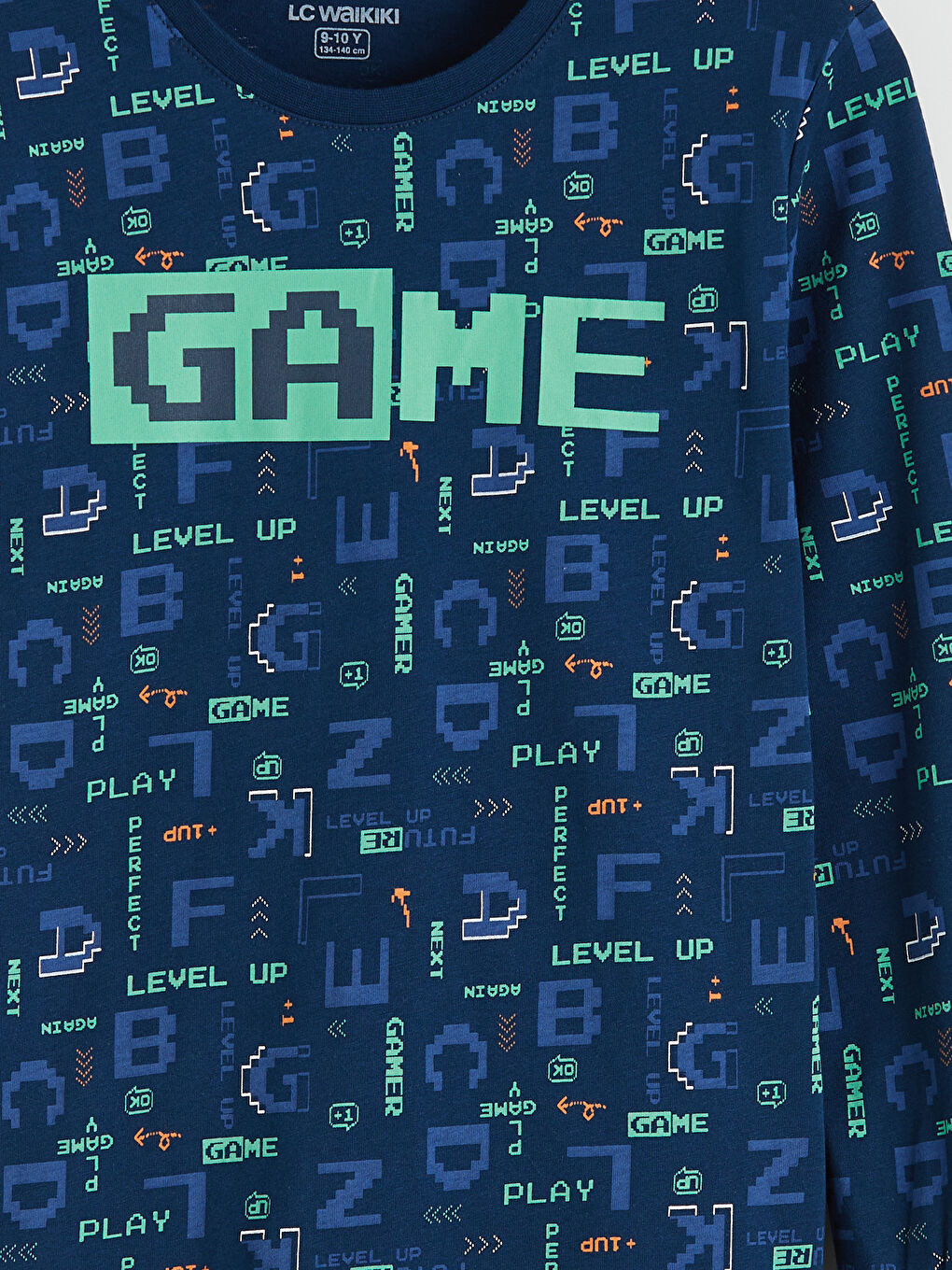 Lacivert Baskılı Bisiklet Yaka Erkek Çocuk Pijama Takımı-5