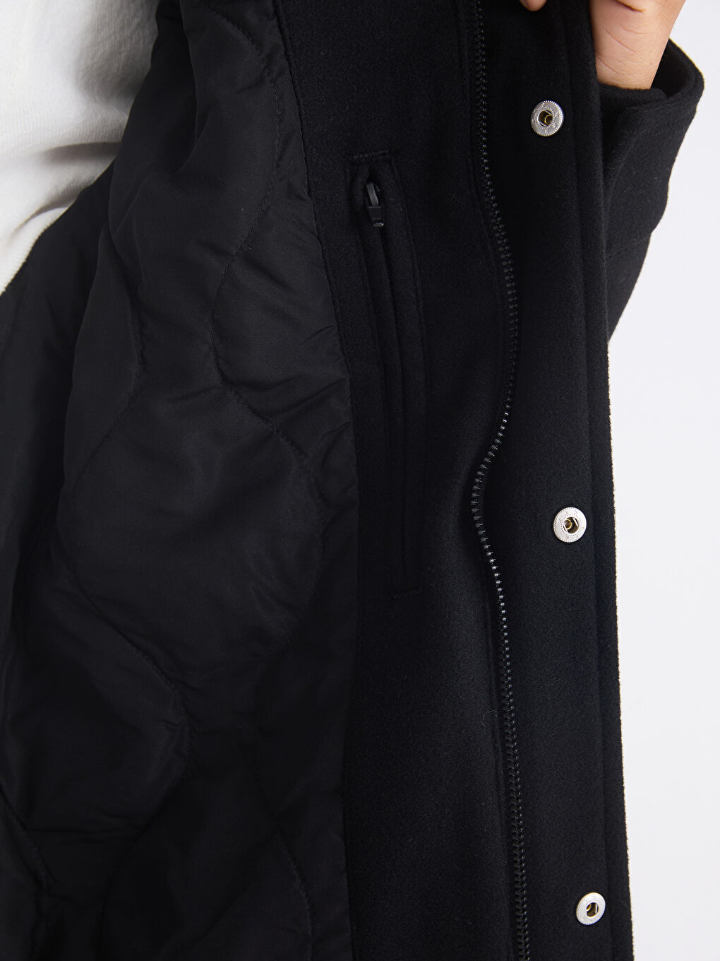 Siyah Standart Kalıp Gömlek Yaka Erkek Mont-3