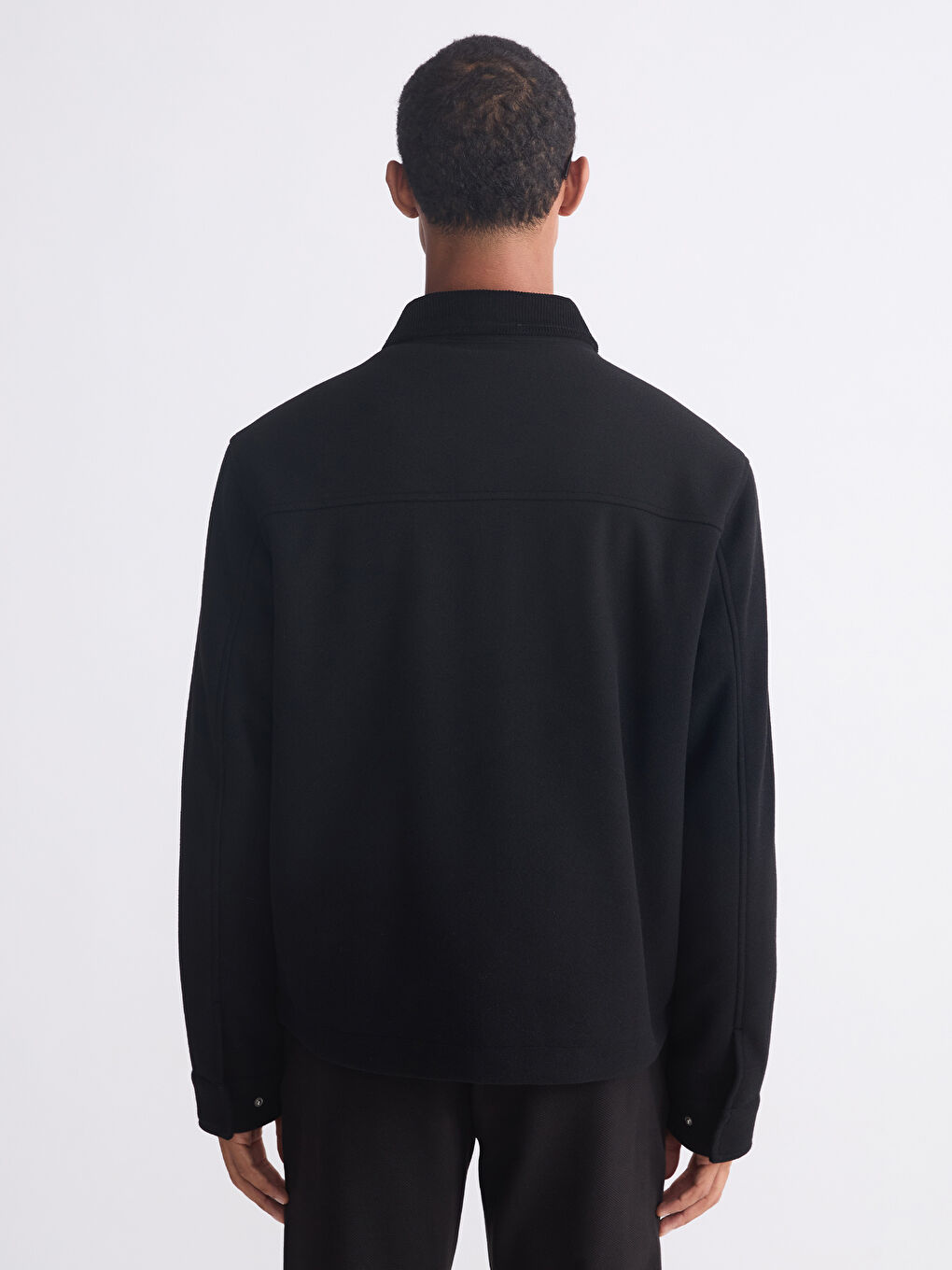 Siyah Standart Kalıp Gömlek Yaka Erkek Mont-4