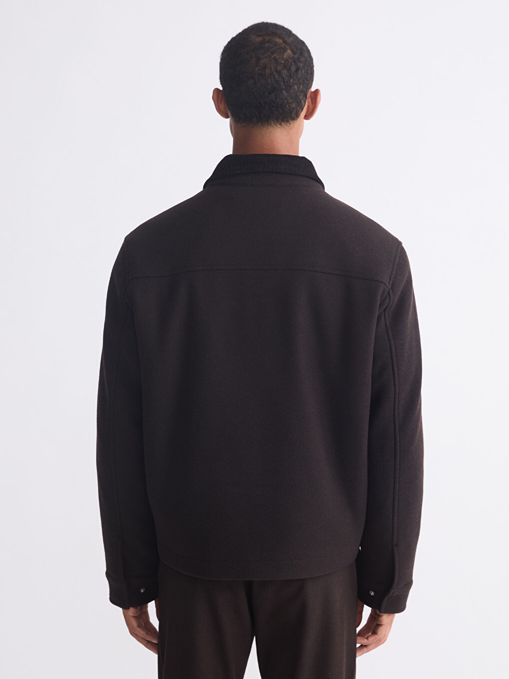 Kahverengi Standart Kalıp Gömlek Yaka Erkek Mont-4