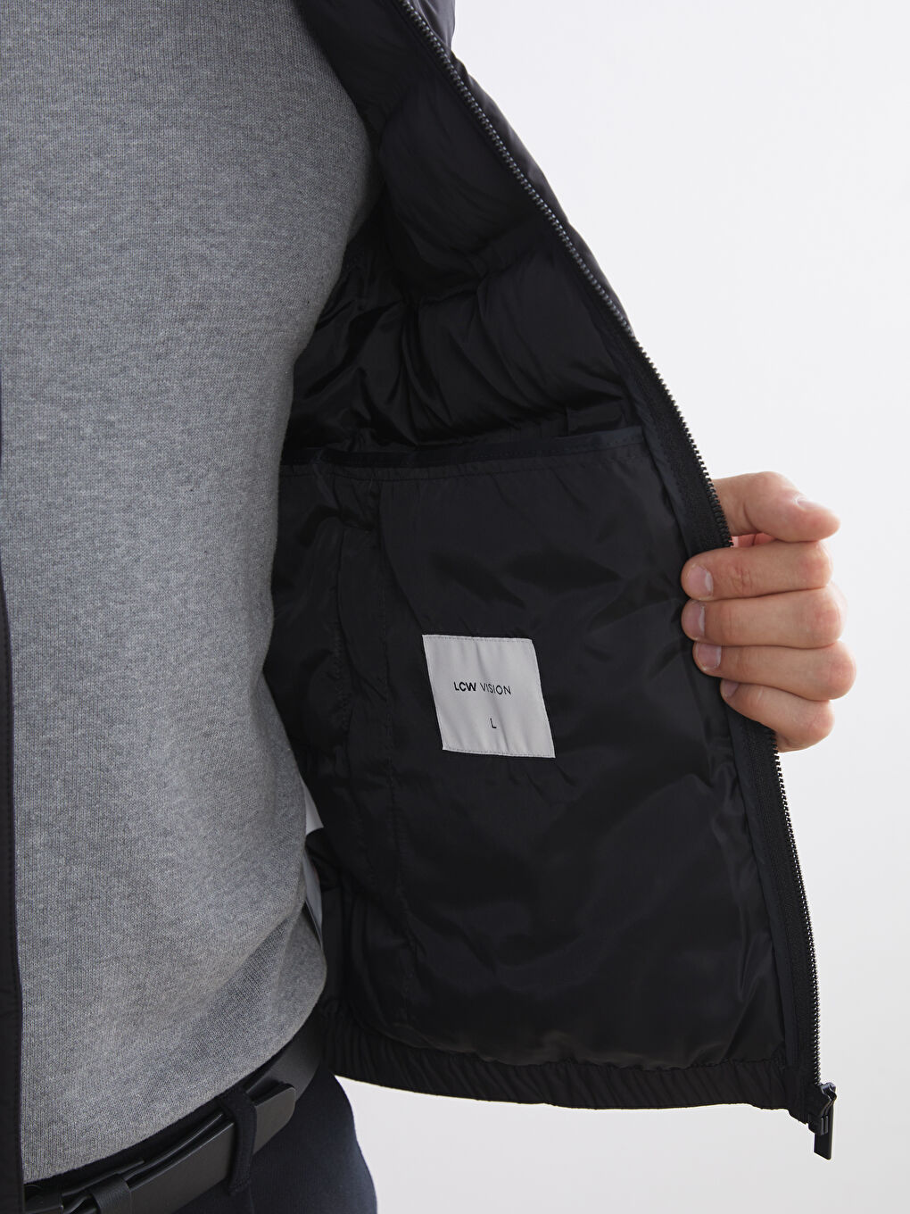 Siyah Standart Kalıp Dik Yaka Erkek Şişme Yelek-3