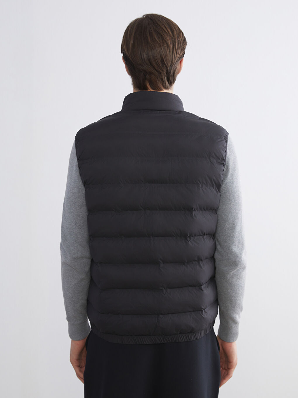 Siyah Standart Kalıp Dik Yaka Erkek Şişme Yelek-4