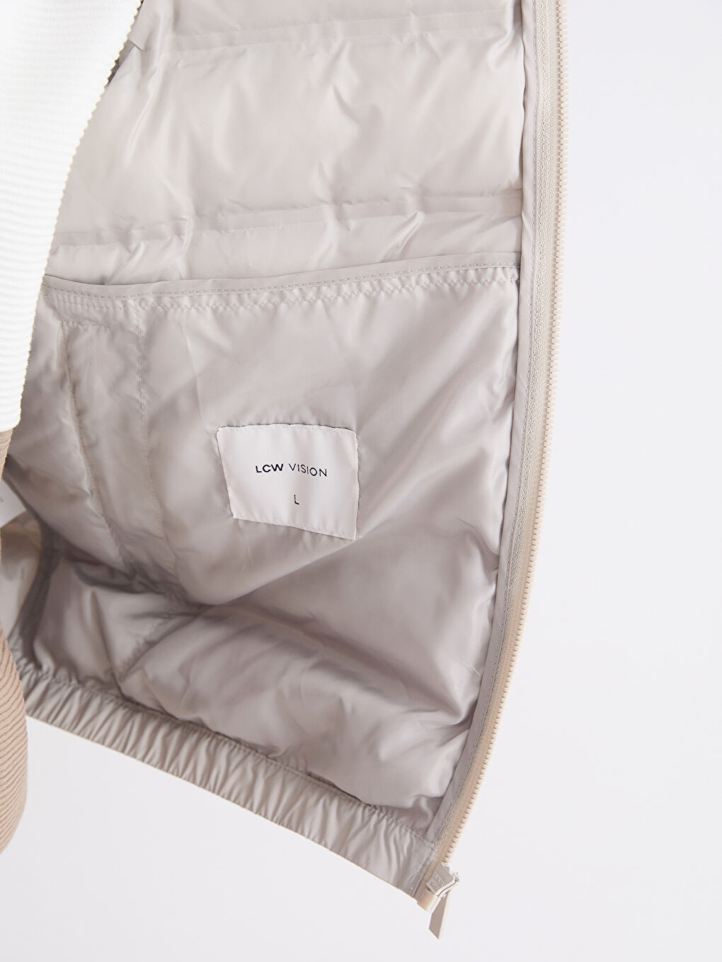 Bej Standart Kalıp Dik Yaka Erkek Şişme Yelek-2