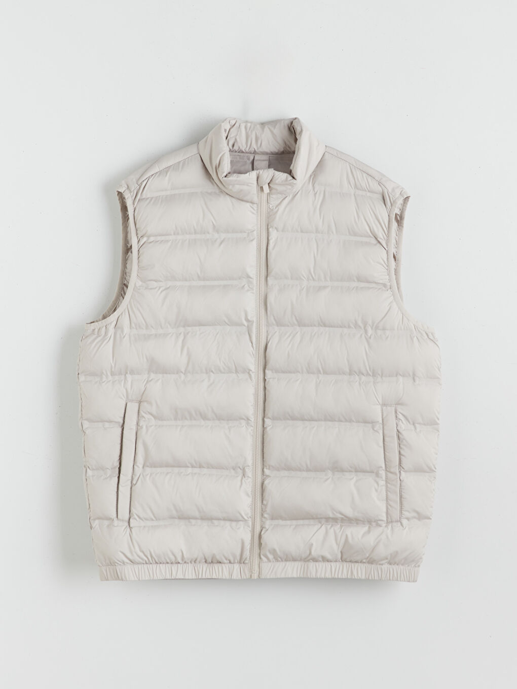 Bej Standart Kalıp Dik Yaka Erkek Şişme Yelek-4