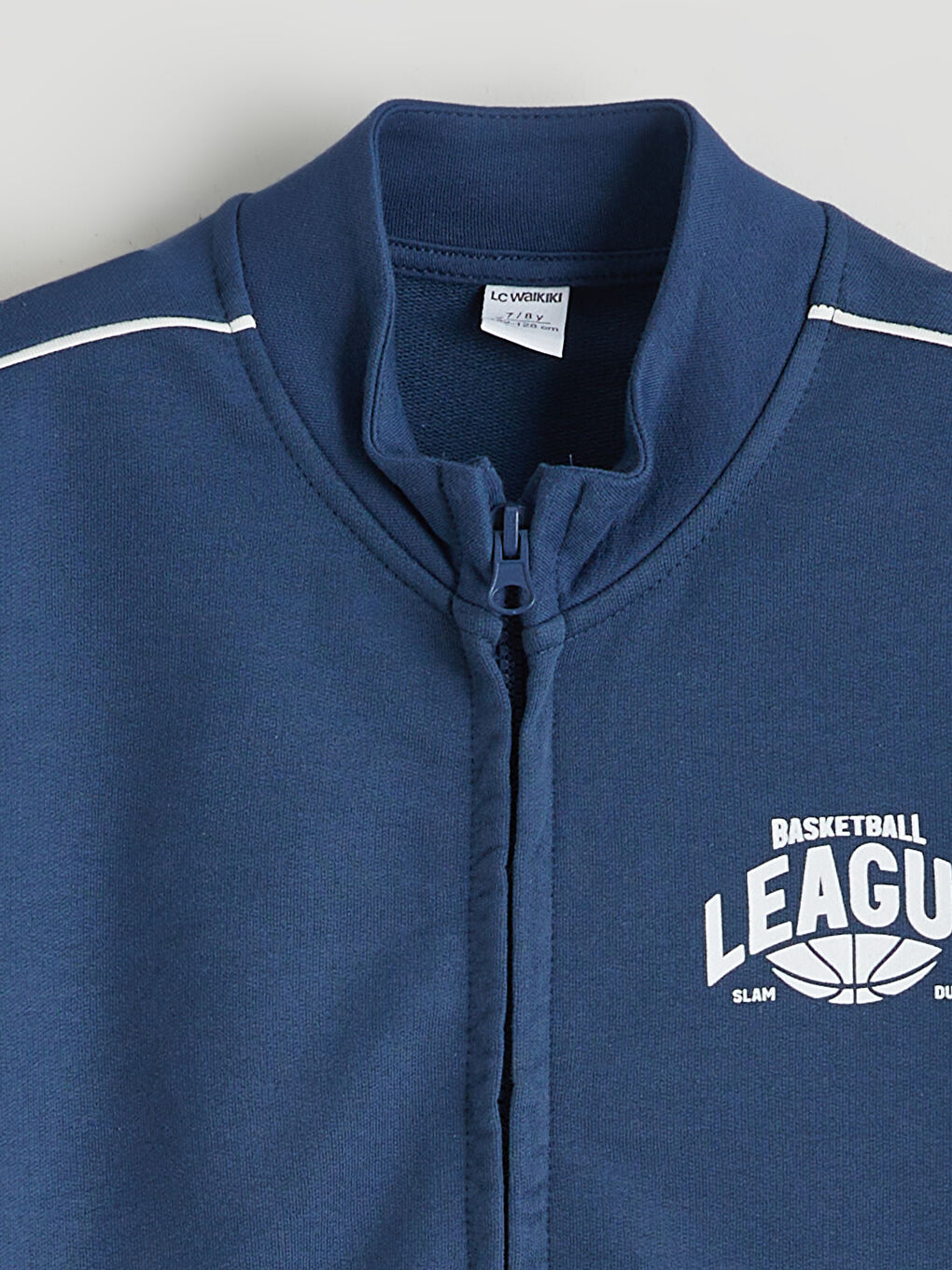 İndigo Dik Yaka Baskılı Erkek Çocuk Fermuarlı Sweatshirt-2