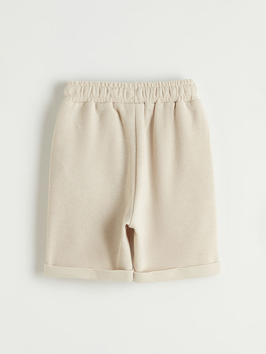 Bej Beli Lastikli Dokulu Erkek Çocuk Şort-1