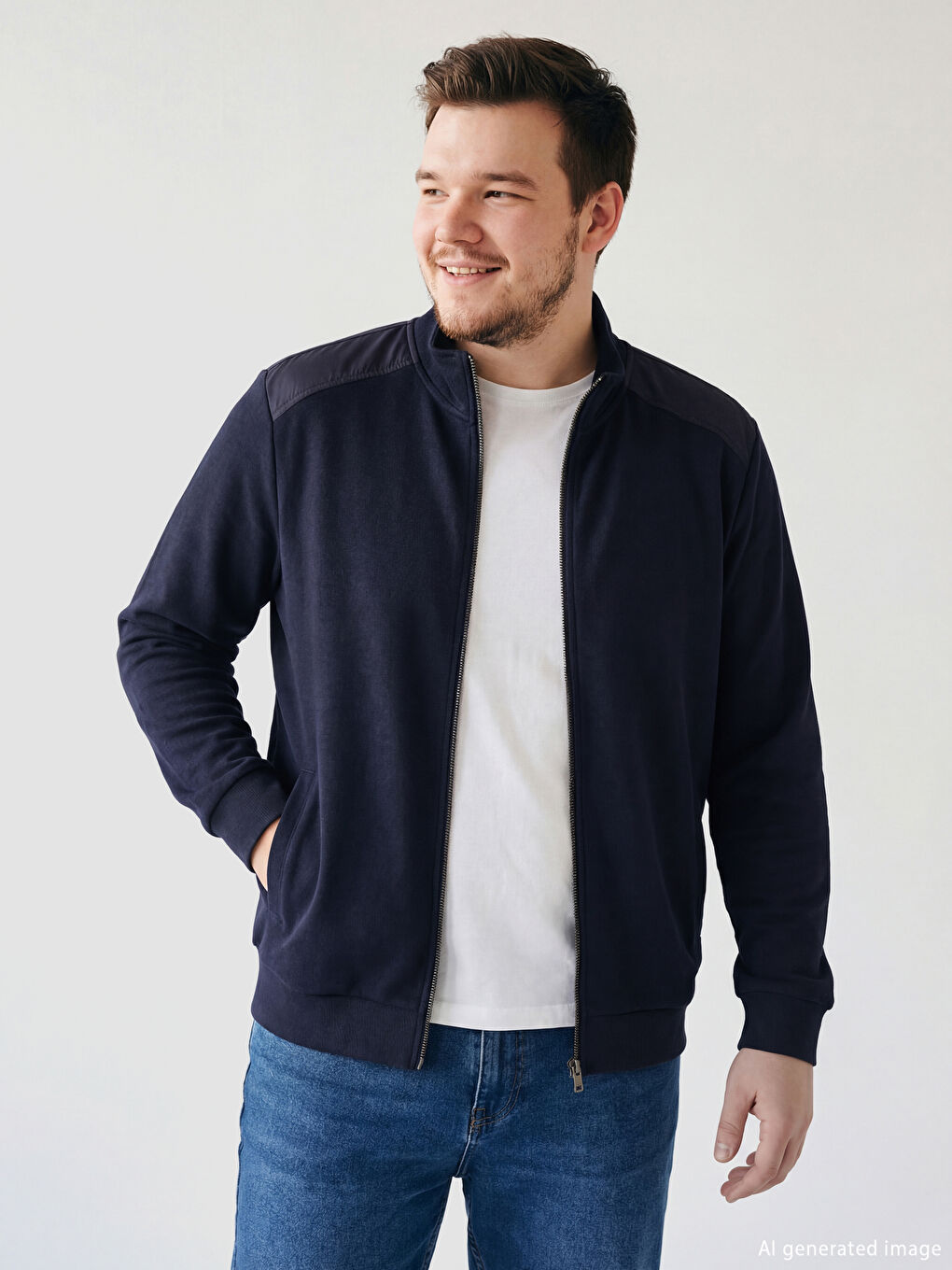 Man NAVY Zip-Up Sweatshirt