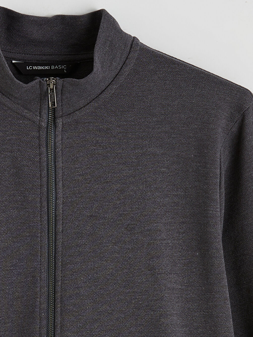 سويتشيرت رجالي كلاسيك فيت، ياقة واقفة، بسحاب أمامي.-5