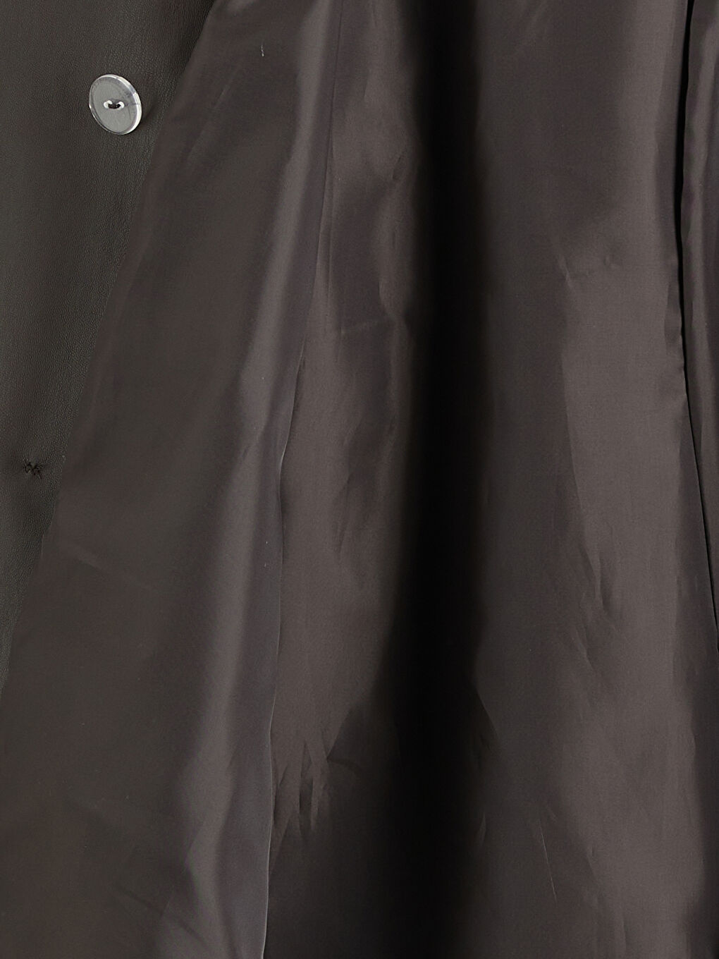 Kahverengi Kruvaze Yaka Kadın Deri Görünümlü Trençkot-6