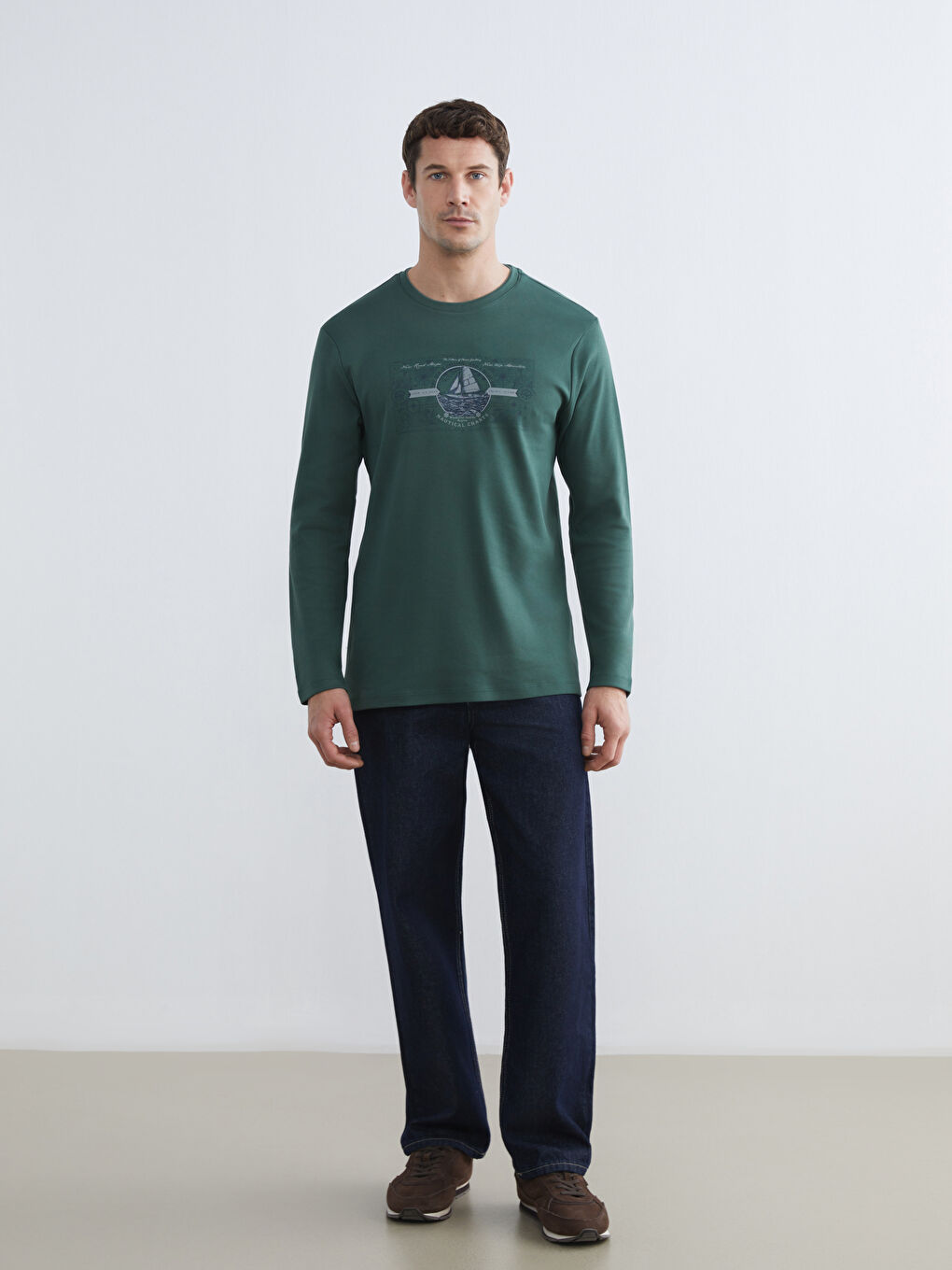 Men's Long-Sleeve Crew Neck T-Shirt-1