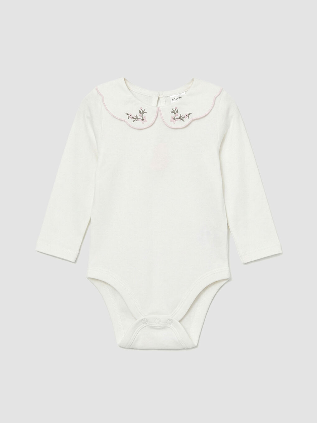 Ekru Nakışlı Kız Bebek Çıtçıtlı Body ve Tayt-1