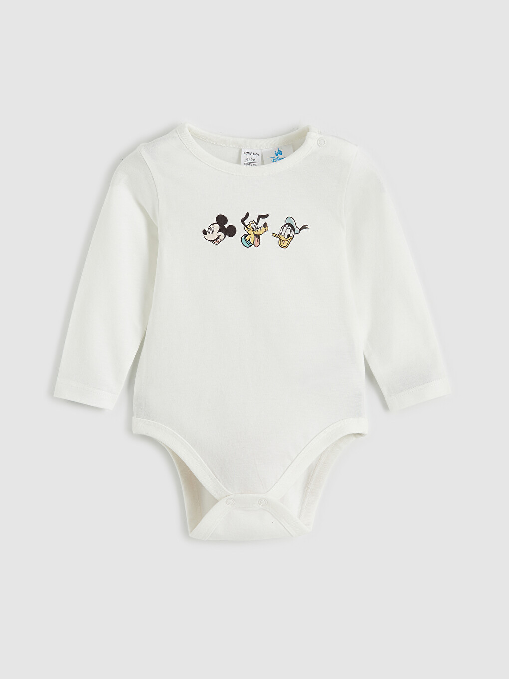 Ekru Mickey Mouse Baskılı Erkek Bebek Çıtçıtlı Body