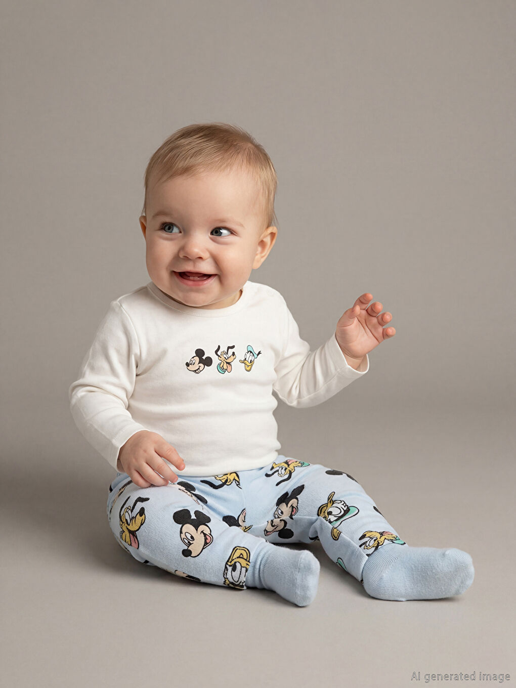 Mickey and Friends Printed Snap Bodysuit and Tracksuit Bottoms