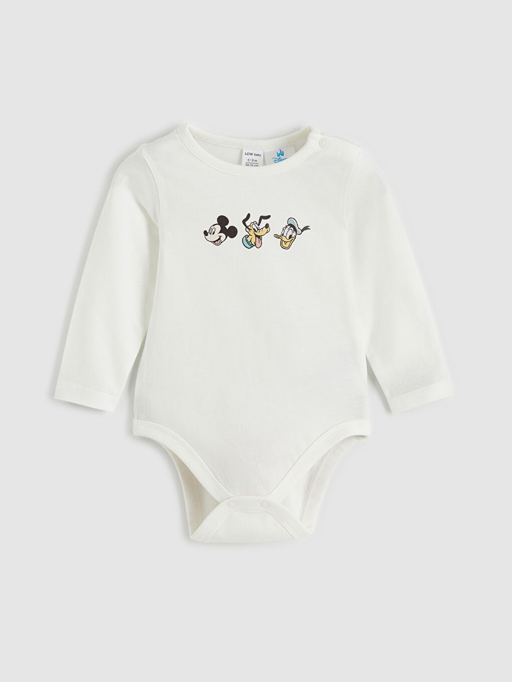 Ekru Mickey ve Arkadaşları Baskılı Çıtçıtlı Body ve Eşofman Altı-1