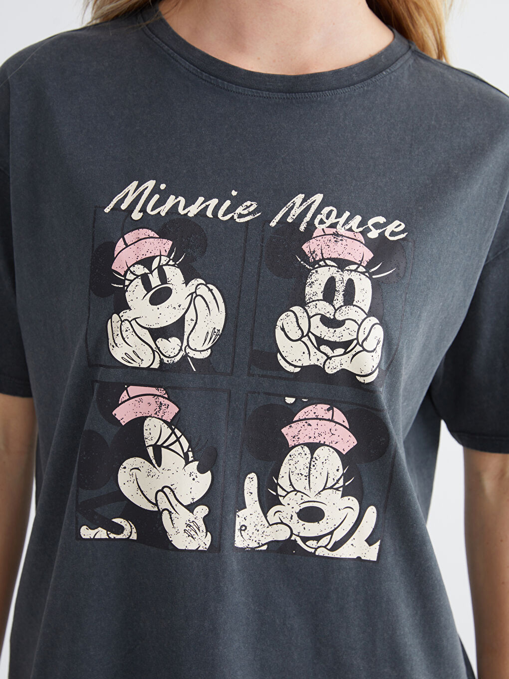 Minnie Mouse Print Crew Neck Women's T-Shirt-2
