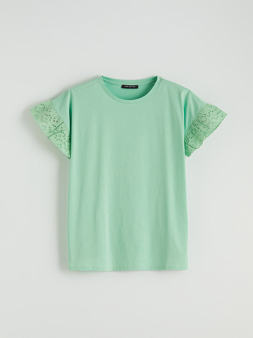 Crew Neck Lace Detailed Blouse-4