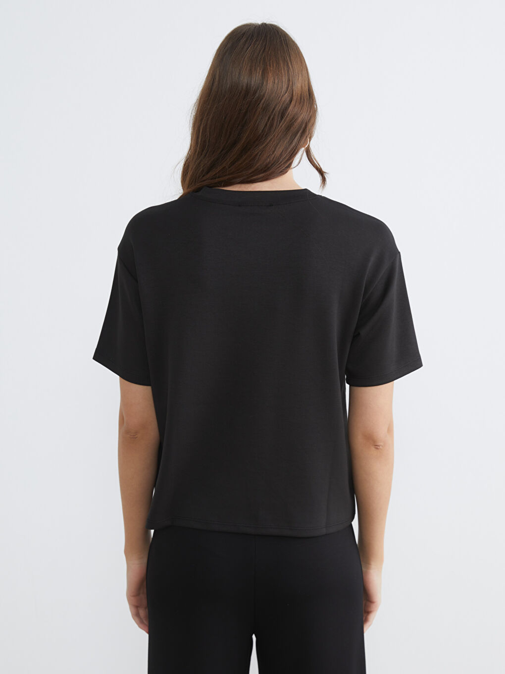 Crew Neck Rhinestone Embellished Soft Touch Women's T-Shirt-3