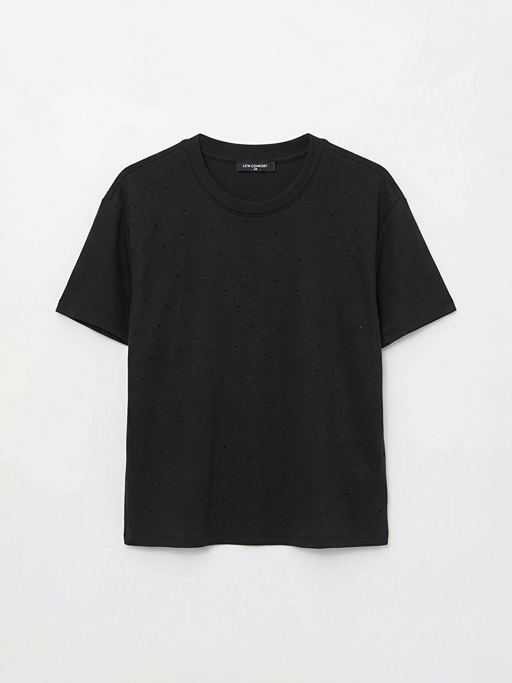 Crew Neck Rhinestone Embellished Soft Touch Women's T-Shirt-4