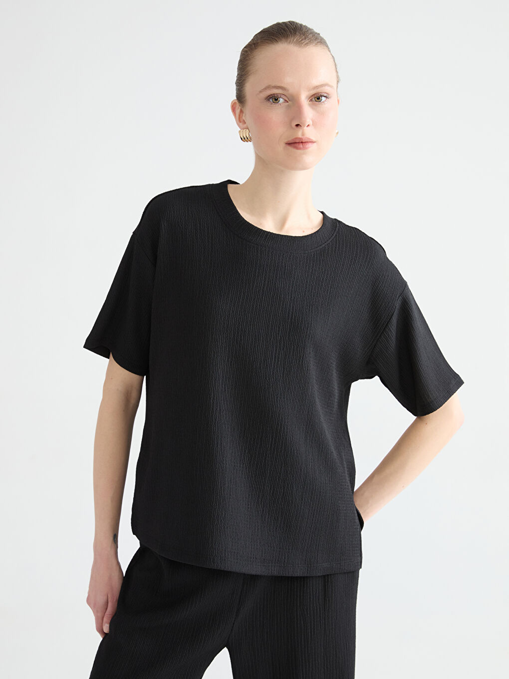 Женщины Черный Футболка