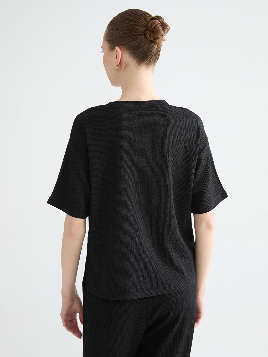 Женщины Черный Футболка-4