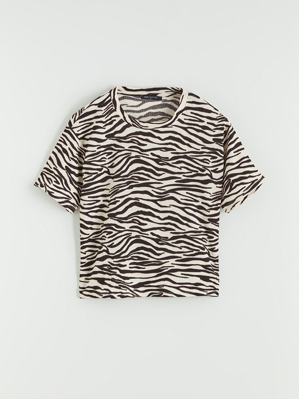 леопард өрнекті дөңгелек жағалы блузка-4